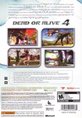 Dead or Alive 4 (USA) box cover back